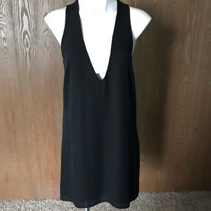 WAYF cutout black & white color block shift dress